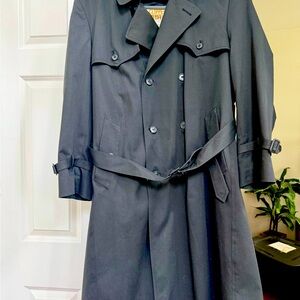 VINTAGE LONDON FOG MEN'S ICONIC DBLE BRSTD TRENCH ZIP-OUT LINER BLACK SIZE 44R
